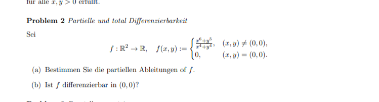 problem 2 partielle und total differenzierbarkeit sei \\ f : \\mathbb{r…