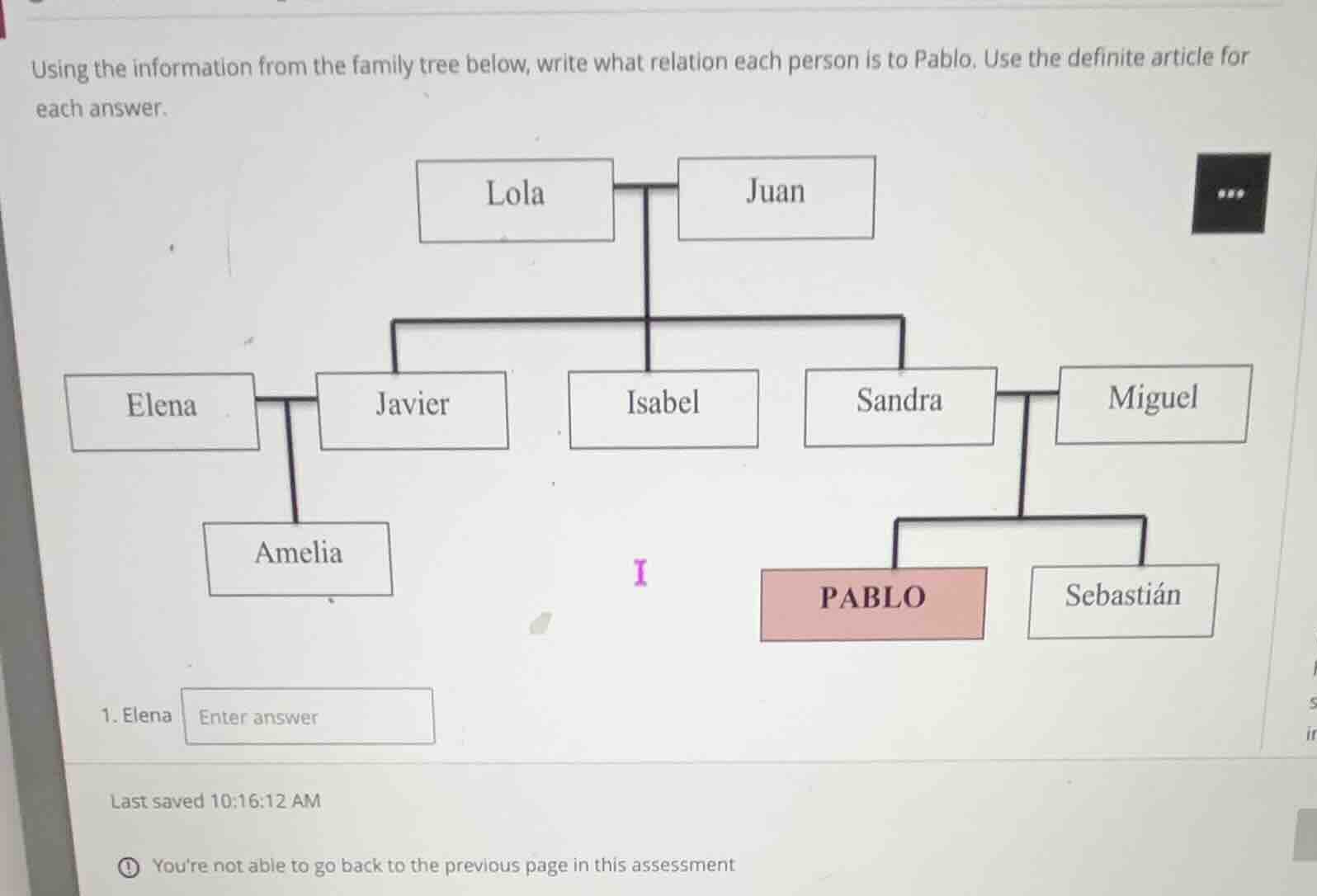 using the information from the family tree below, write what relation e…