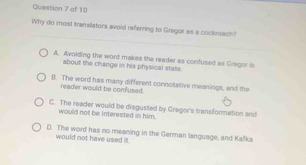 question 7 of 10 why do most translators avoid referring to gregor as a…