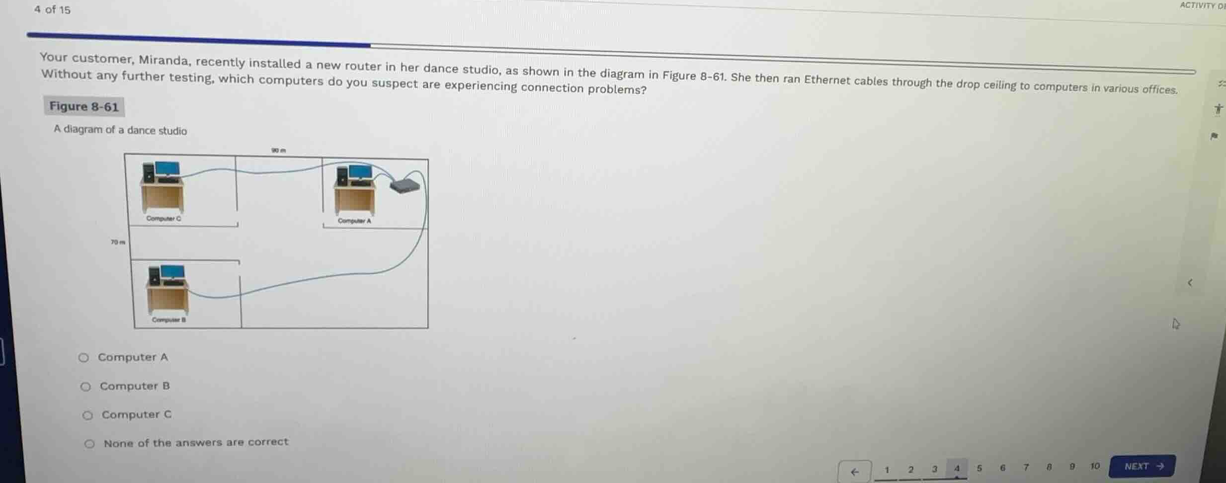 your customer, miranda, recently installed a new router in her dance st…