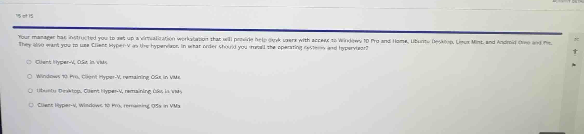 your manager has instructed you to set up a virtualization workstation …