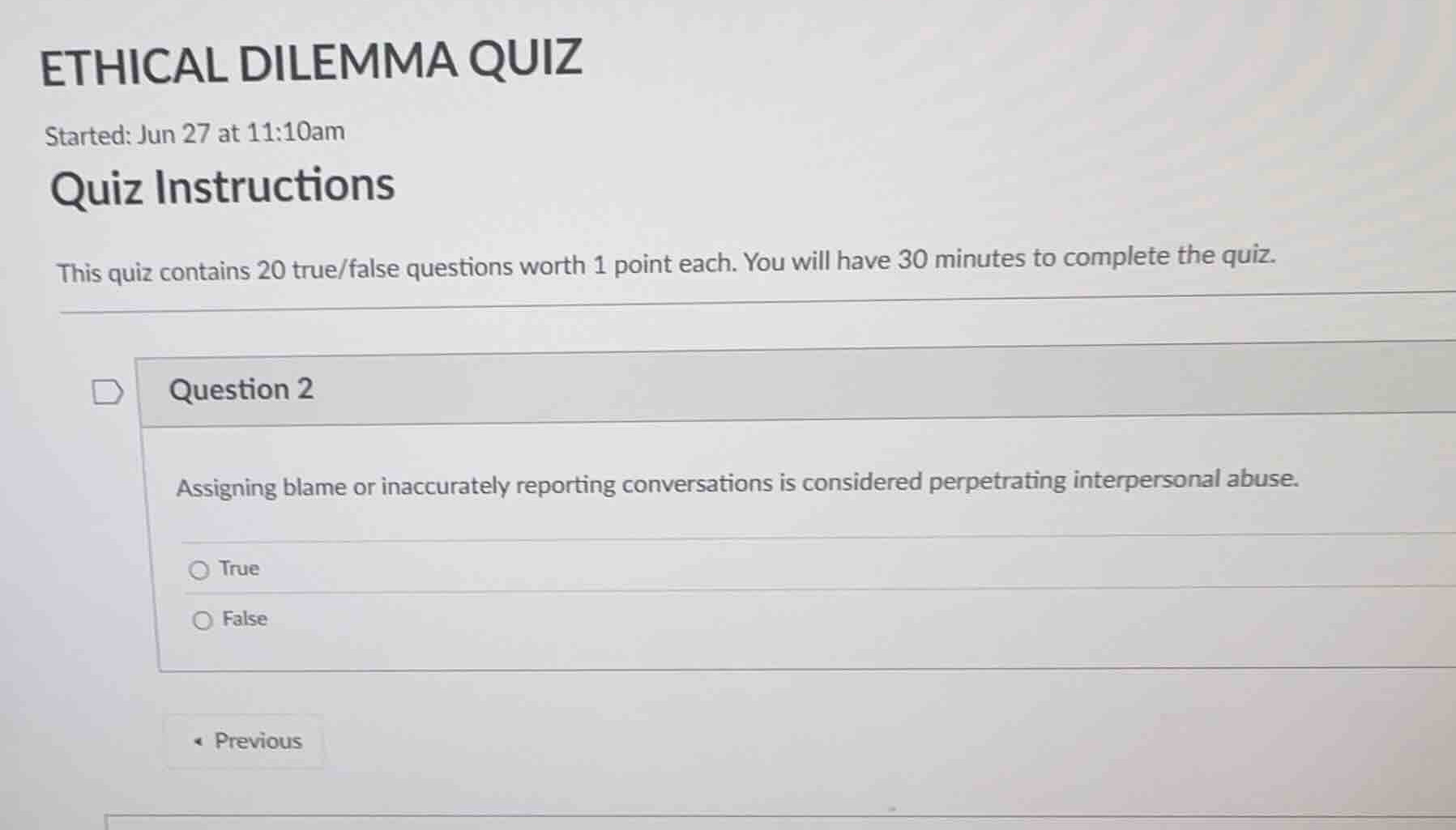 ethical dilemma quiz started: jun 27 at 11:10am quiz instructions this …