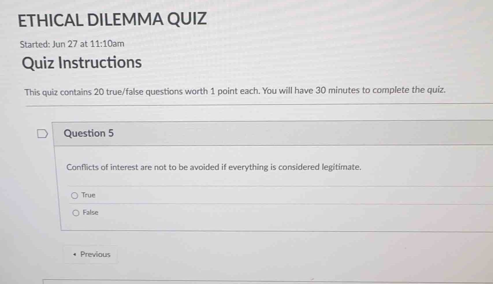 ethical dilemma quiz started: jun 27 at 11:10am quiz instructions this …