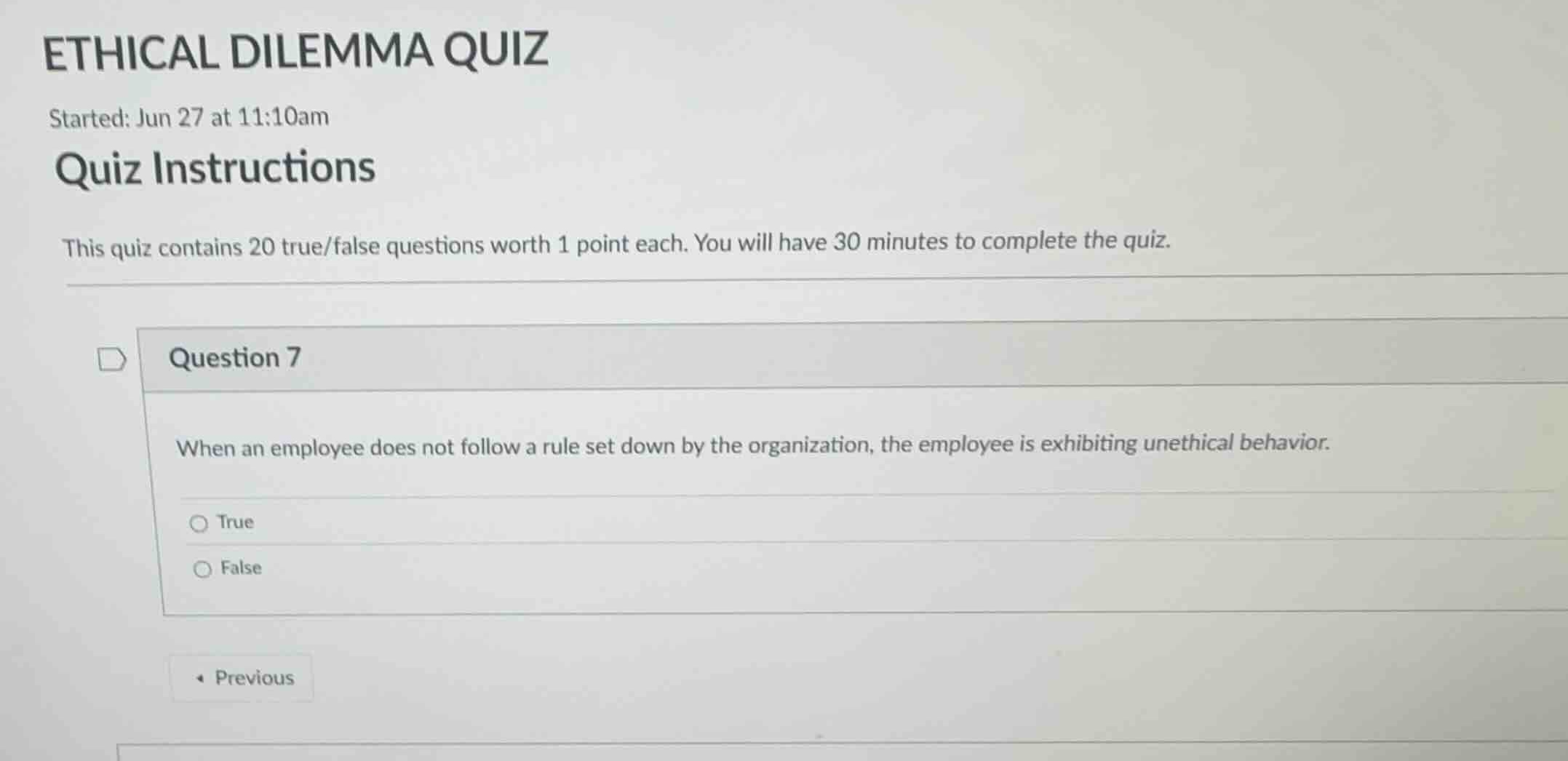 ethical dilemma quiz started: jun 27 at 11:10am quiz instructions this …