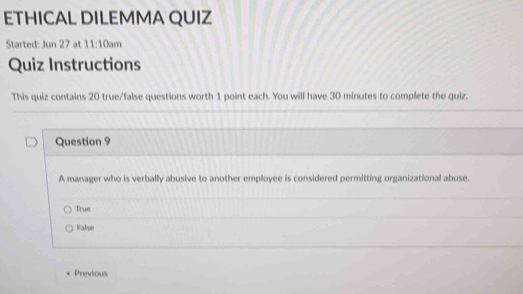 ethical dilemma quiz started: jun 27 at 11:10am quiz instructions this …