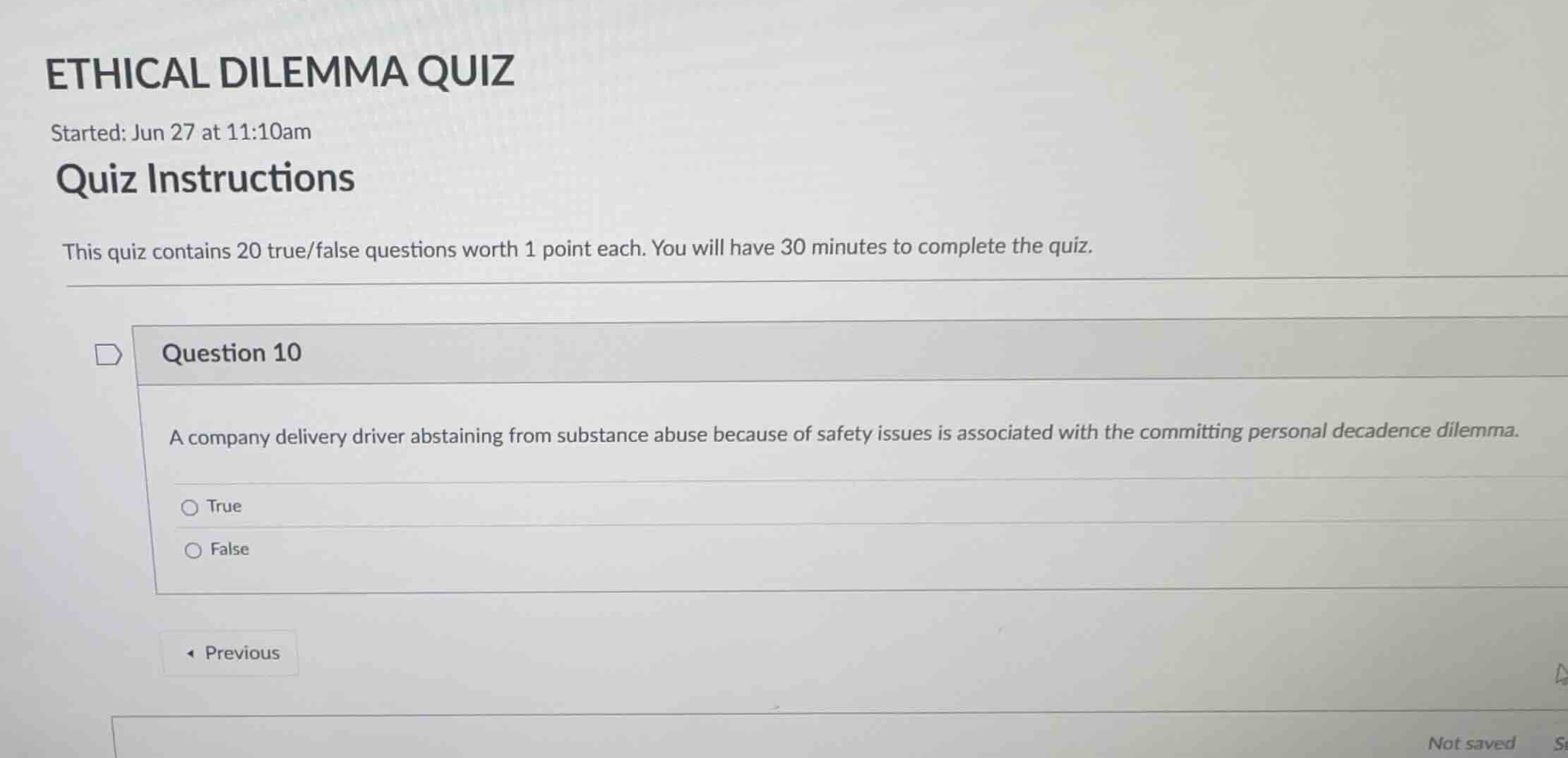 ethical dilemma quiz started: jun 27 at 11:10am quiz instructions this …