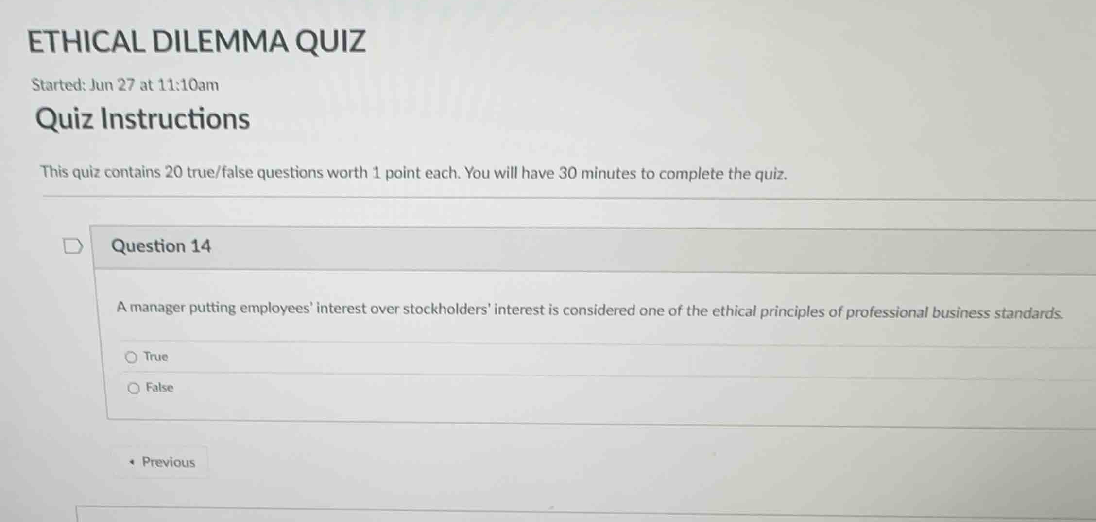 ethical dilemma quiz started: jun 27 at 11:10am quiz instructions this …
