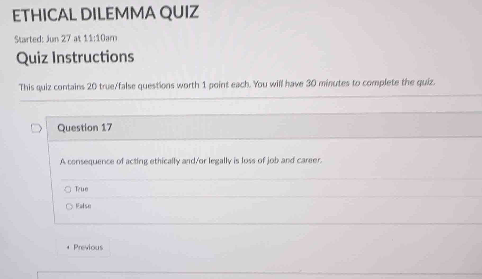 ethical dilemma quiz started: jun 27 at 11:10am quiz instructions this …