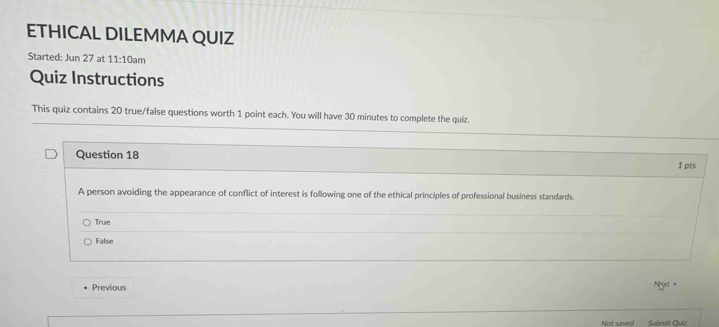 ethical dilemma quiz started: jun 27 at 11:10am quiz instructions this …
