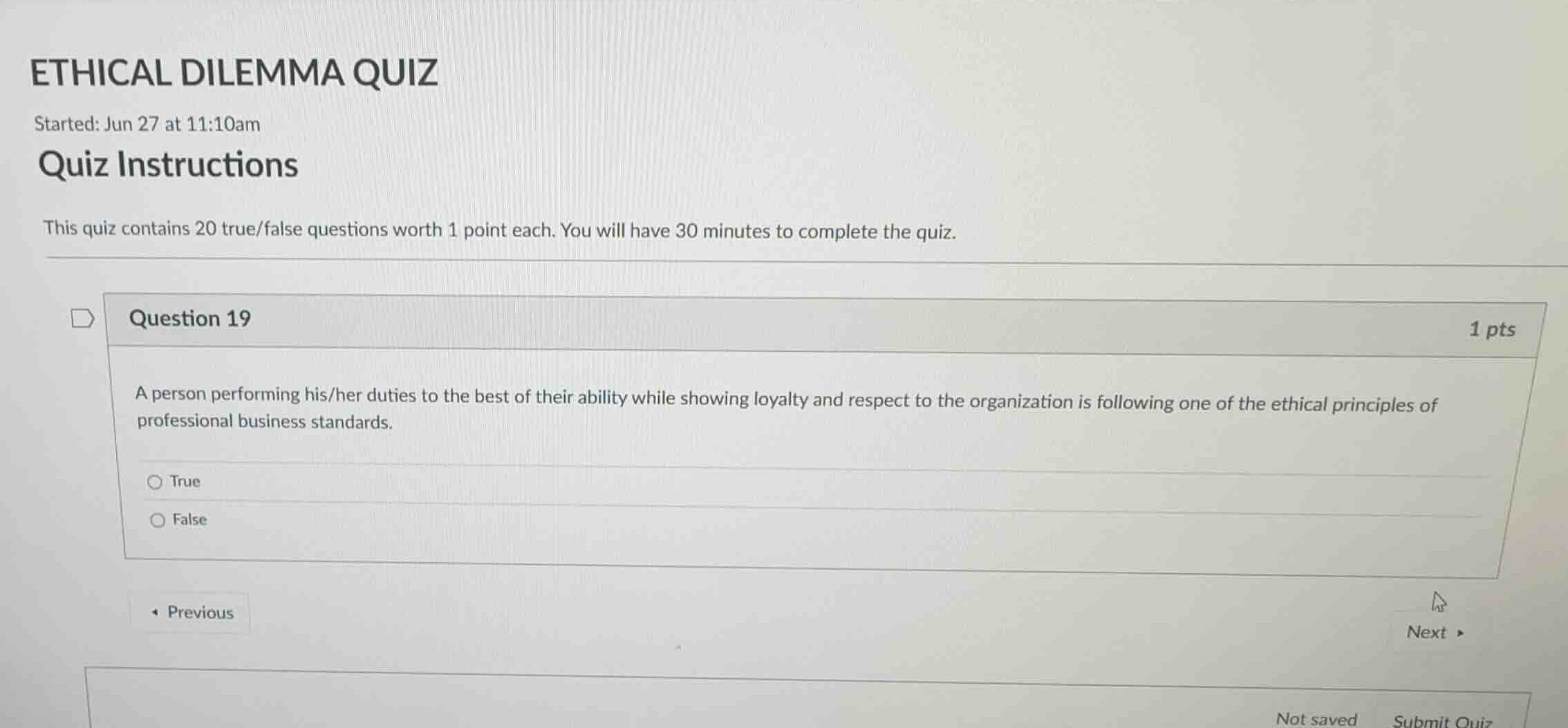 ethical dilemma quiz started: jun 27 at 11:10am quiz instructions this …