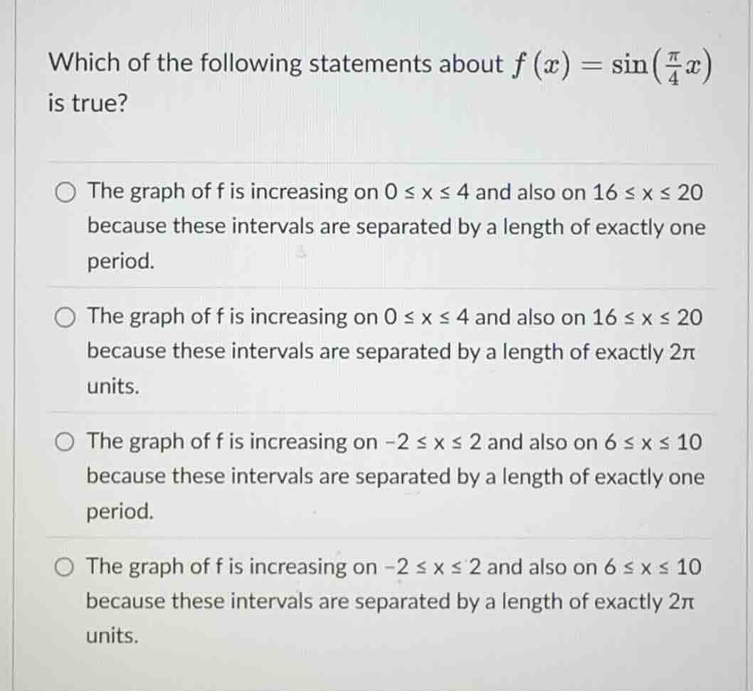 which of the following statements about \\(f(x) = \\sin\\left(\\frac{\\…