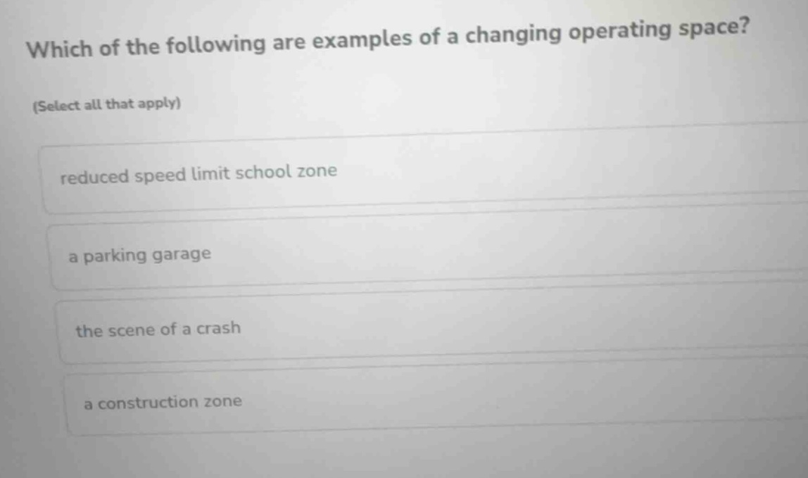 which of the following are examples of a changing operating space? (sel…