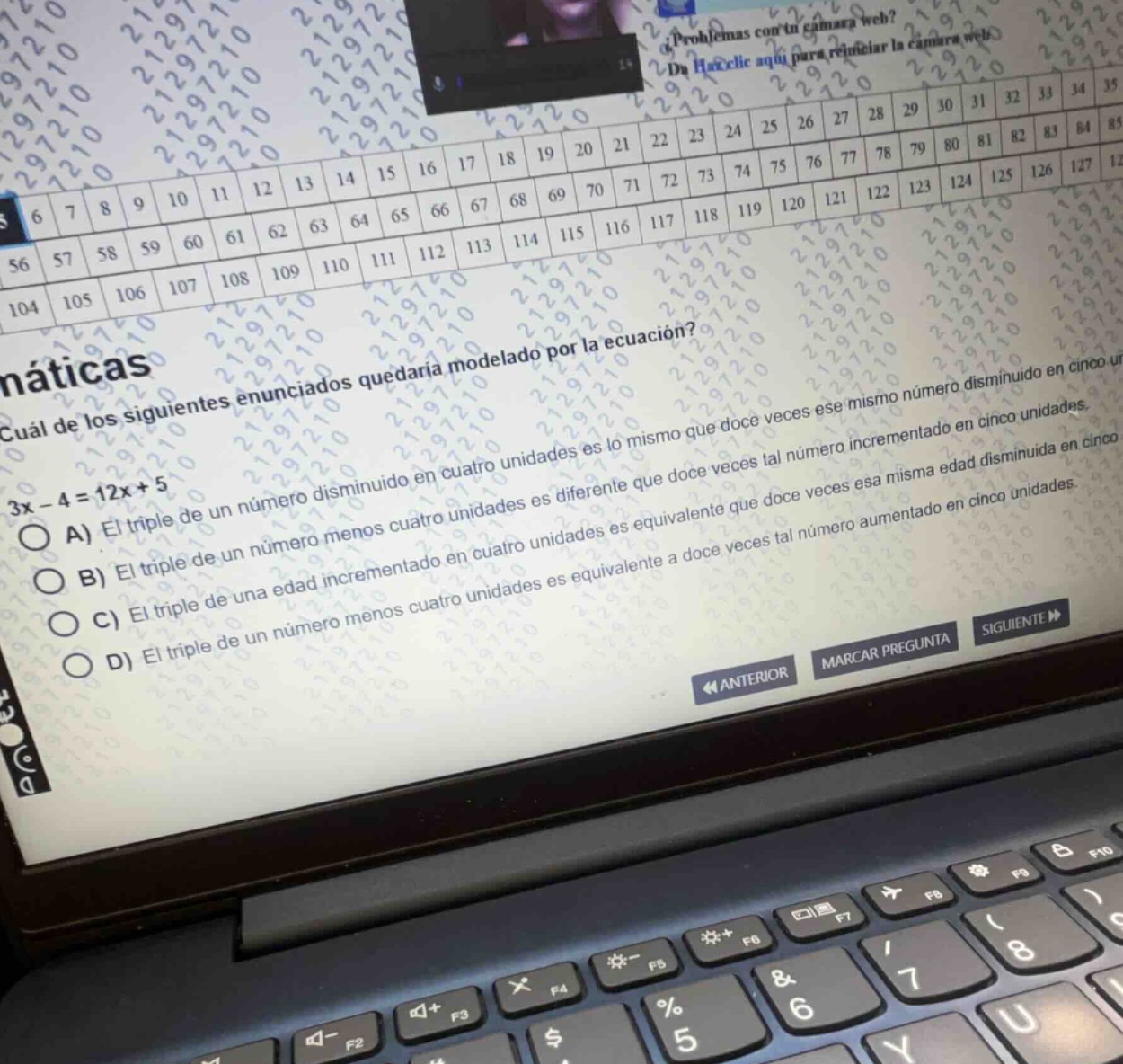 ¿cuál de los siguientes enunciados quedaría modelado por la ecuación? (…