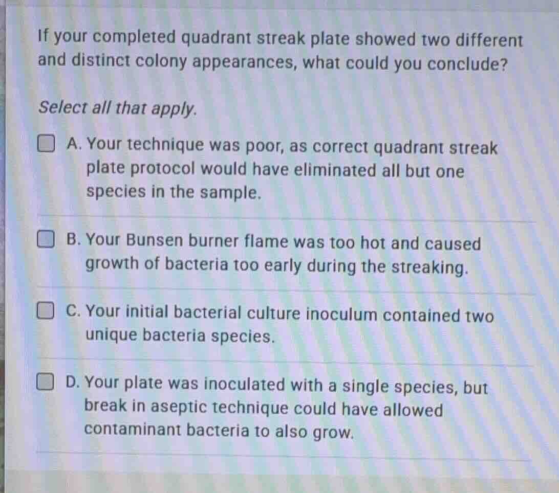 if your completed quadrant streak plate showed two different and distin…