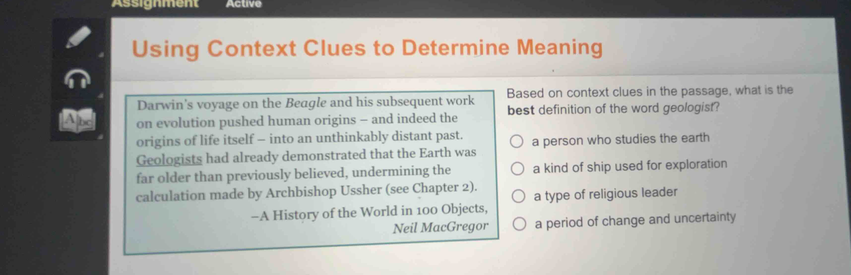 using context clues to determine meaning darwins voyage on the beagle a…