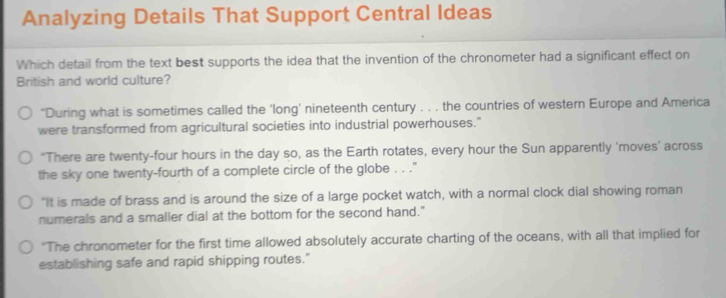 analyzing details that support central ideas which detail from the text…