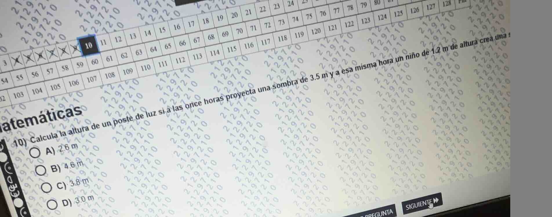 10) calcula la altura de un poste de luz si a las once horas proyecta u…