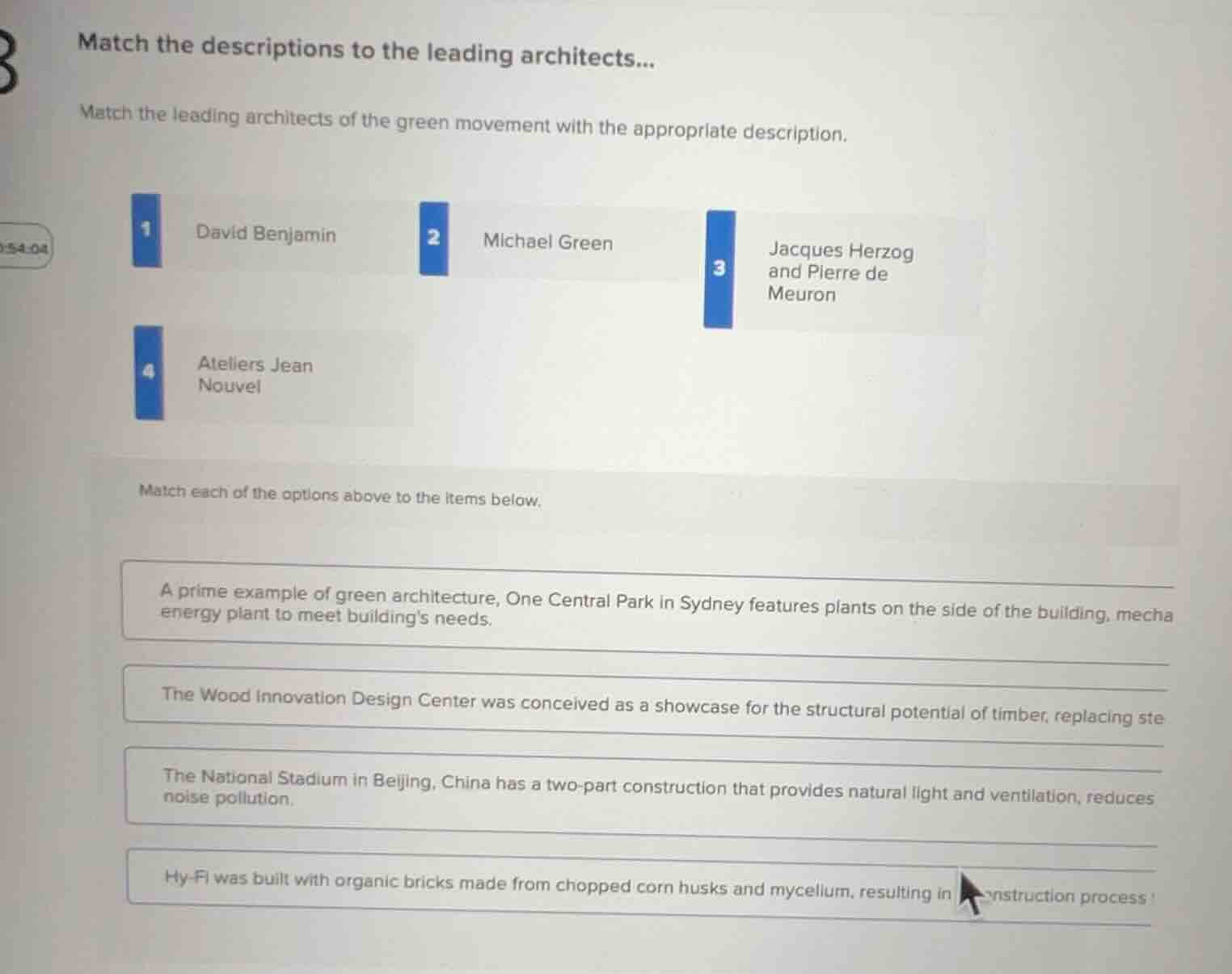 match the descriptions to the leading architects... match the leading a…