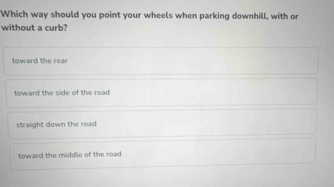which way should you point your wheels when parking downhill, with or w…