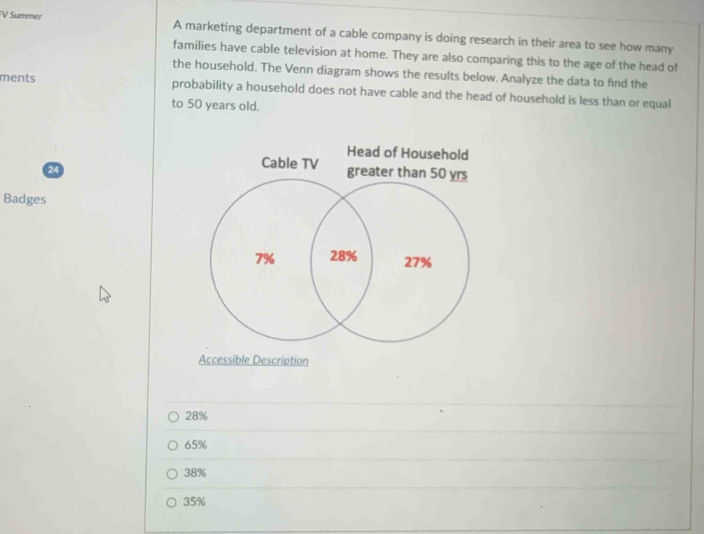 a marketing department of a cable company is doing research in their ar…