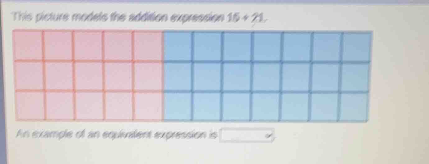 this picture models the addition expression \\(15 + 21\\). an example o…