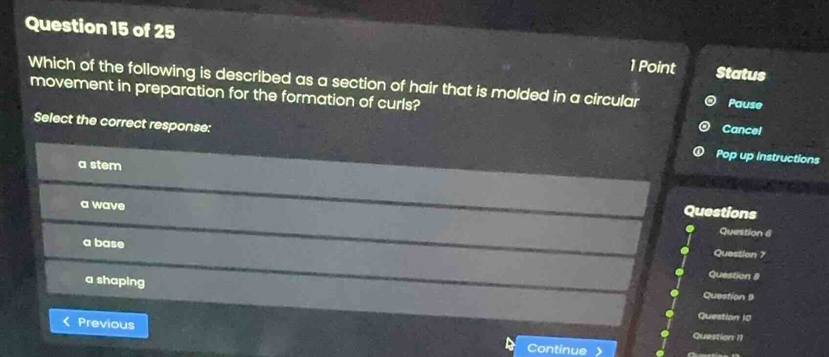 question 15 of 25 which of the following is described as a section of h…