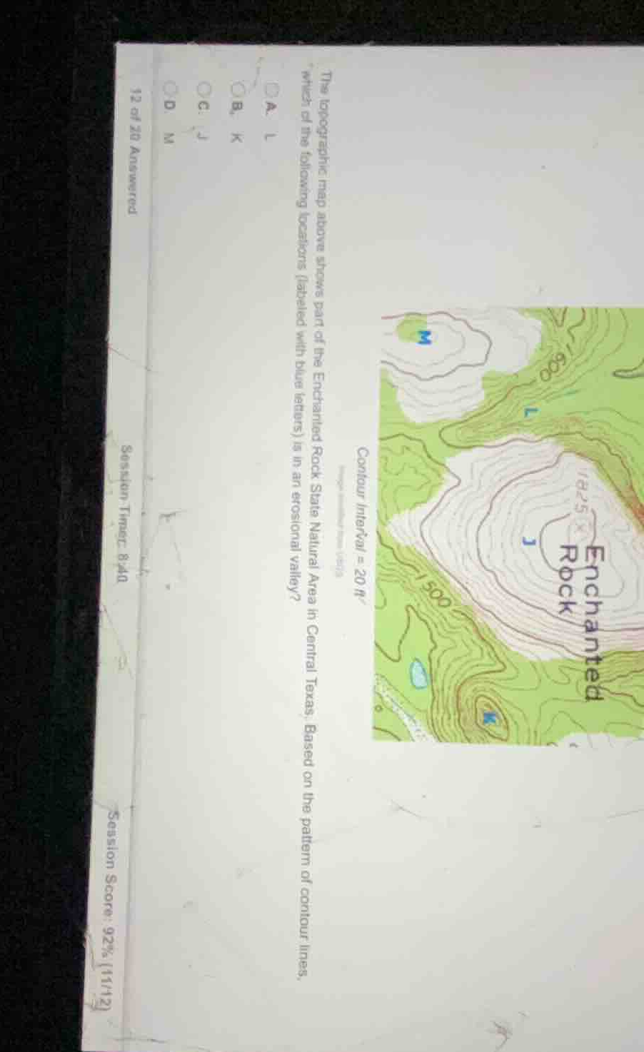 the topographic map above shows part of the enchanted rock state natura…