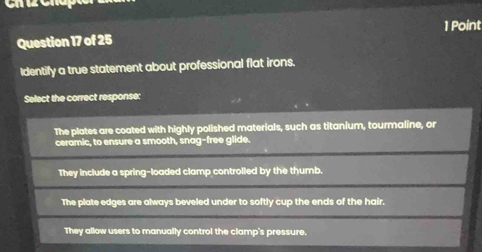 question 17 of 25 identify a true statement about professional flat iro…