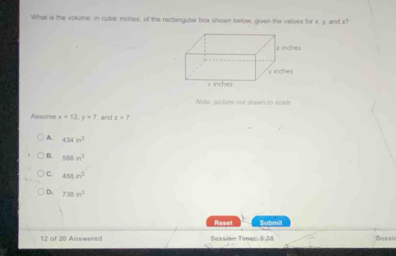 what is the volume, in cubic inches, of the rectangular box shown below…