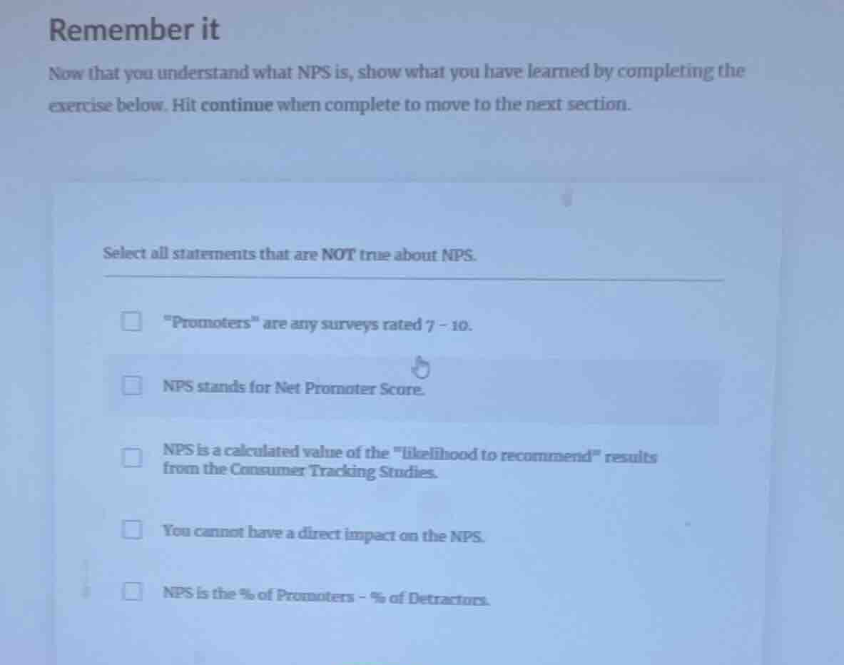 remember it now that you understand what nps is, show what you have lea…