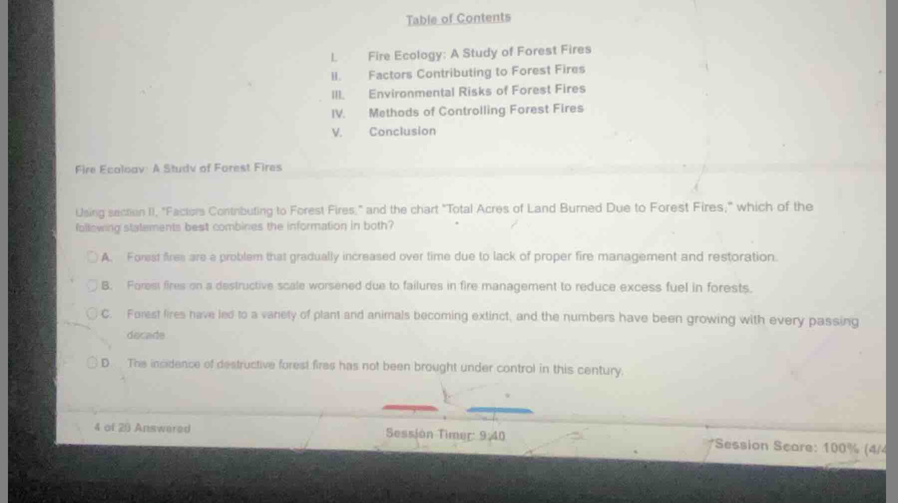 table of contents i. fire ecology: a study of forest fires ii. factors …