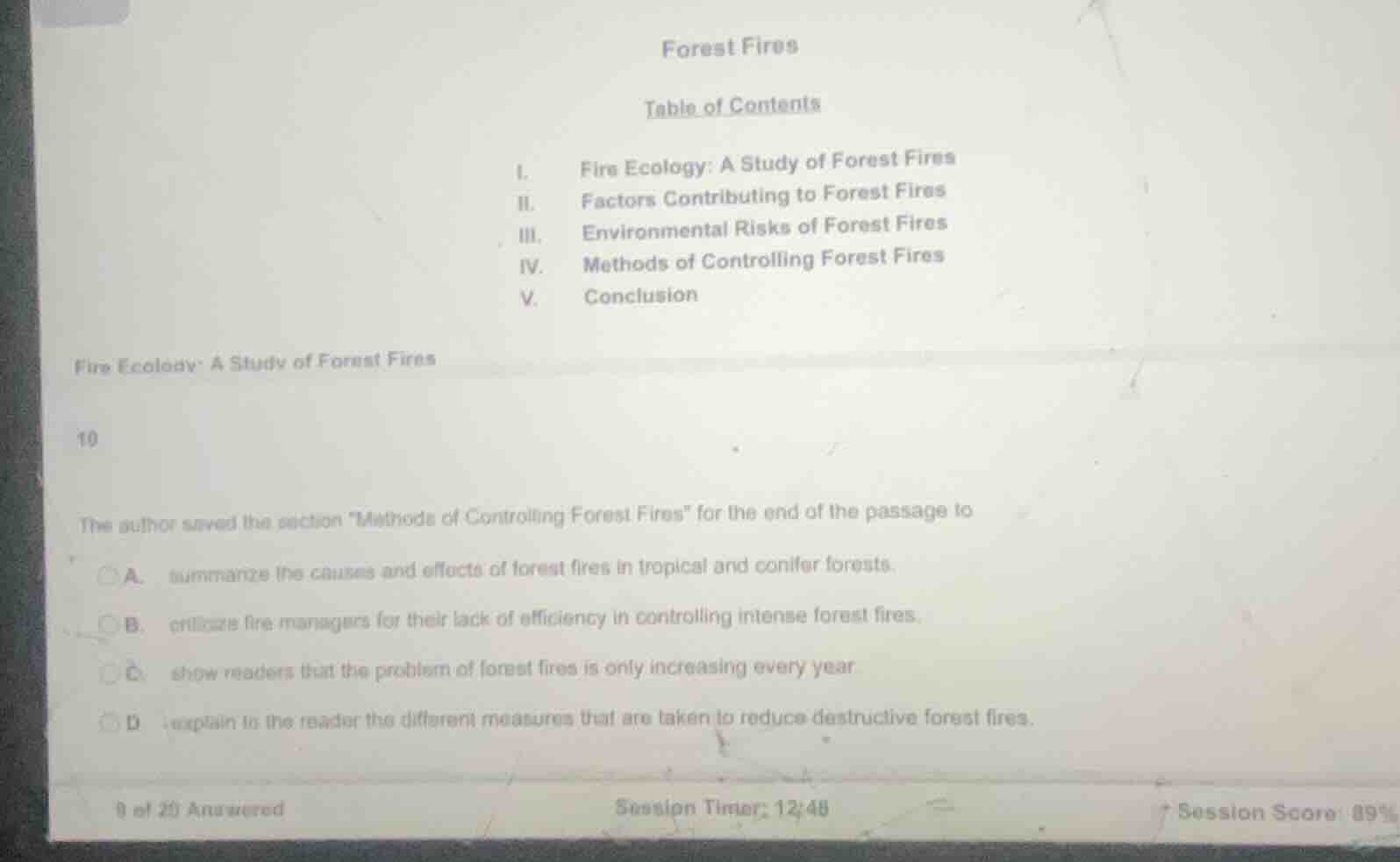 forest fires table of contents i. fire ecology: a study of forest fires…