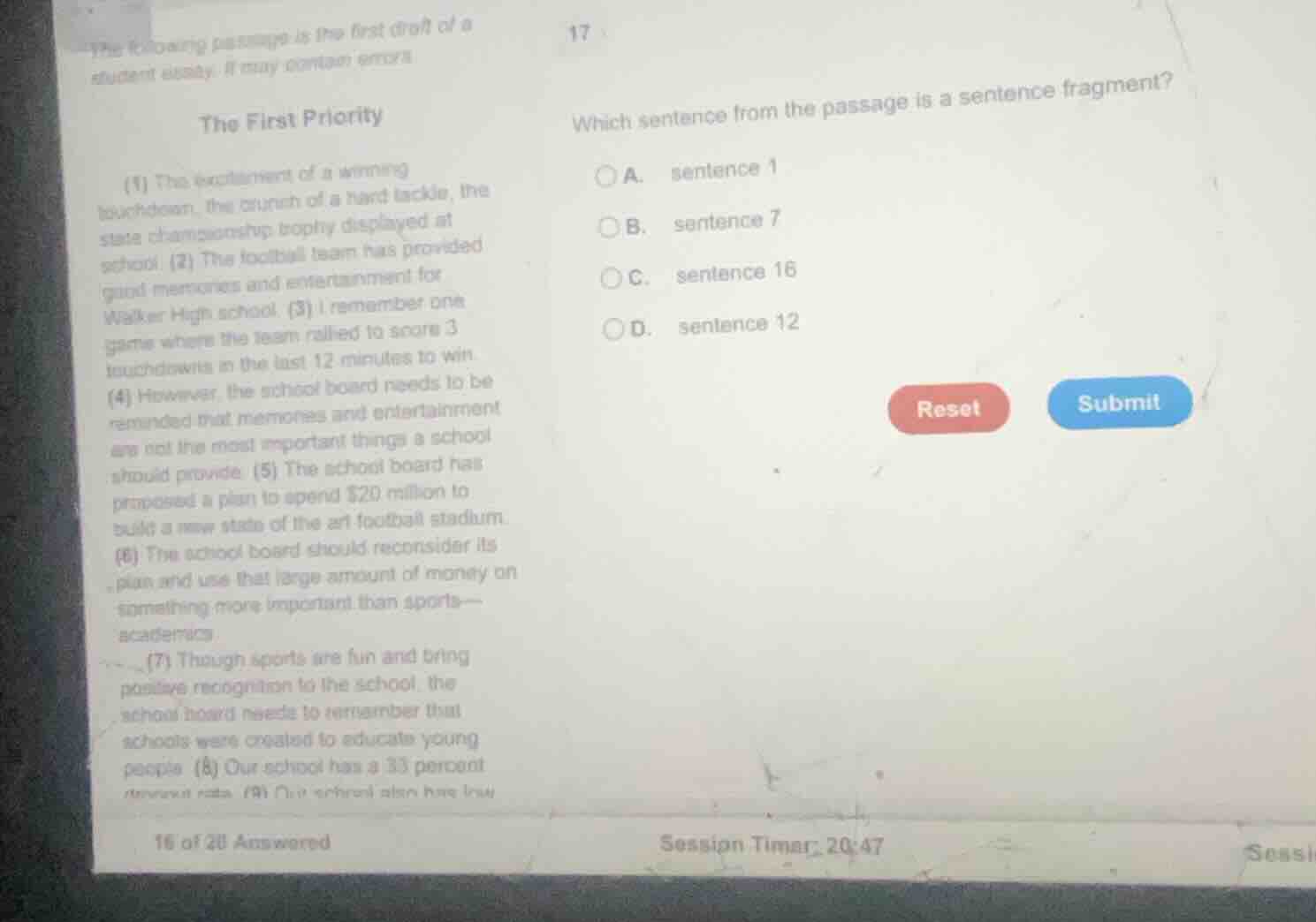 the following passage is the first draft of a student essay. it may con…