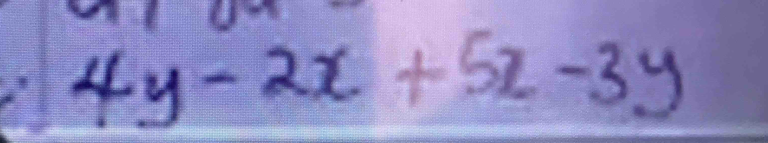 simplify the expression: \\4y - 2x + 5z - 3y\\