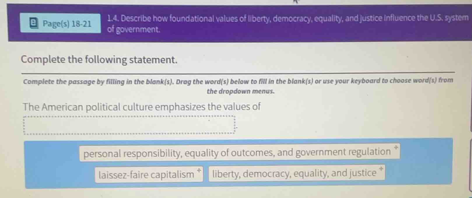 1.4. describe how foundational values of liberty, democracy, equality, …