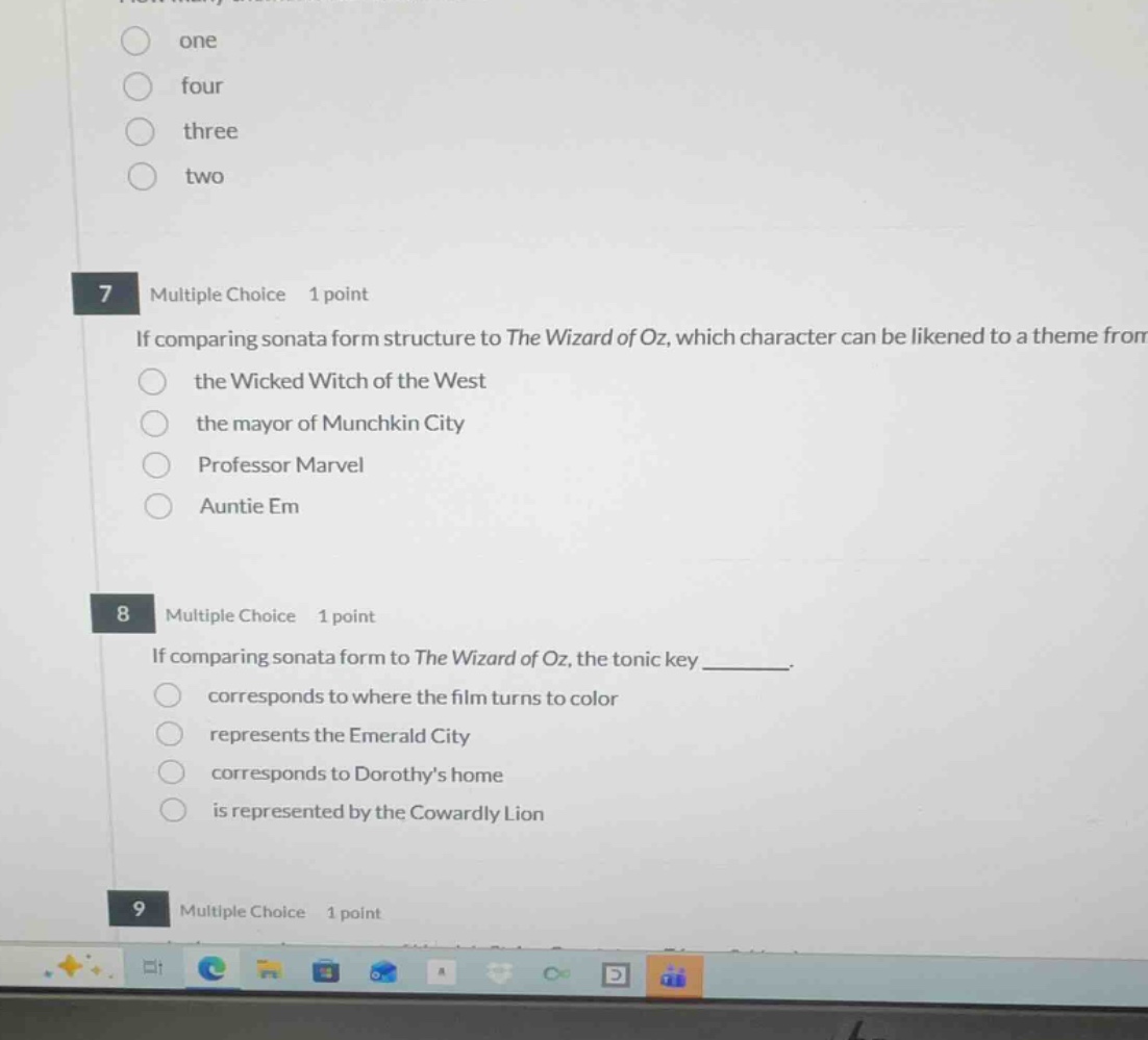 7 multiple choice 1 point if comparing sonata form structure to the wiz…