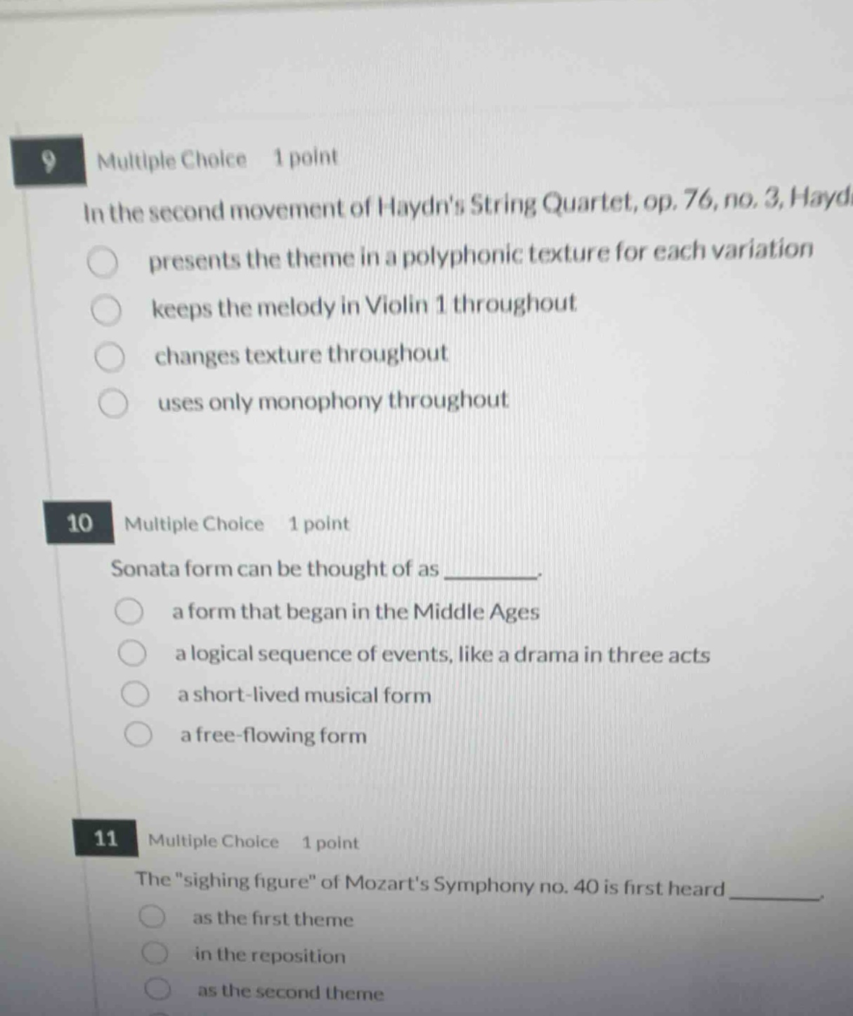 9 multiple choice 1 point in the second movement of haydns string quart…