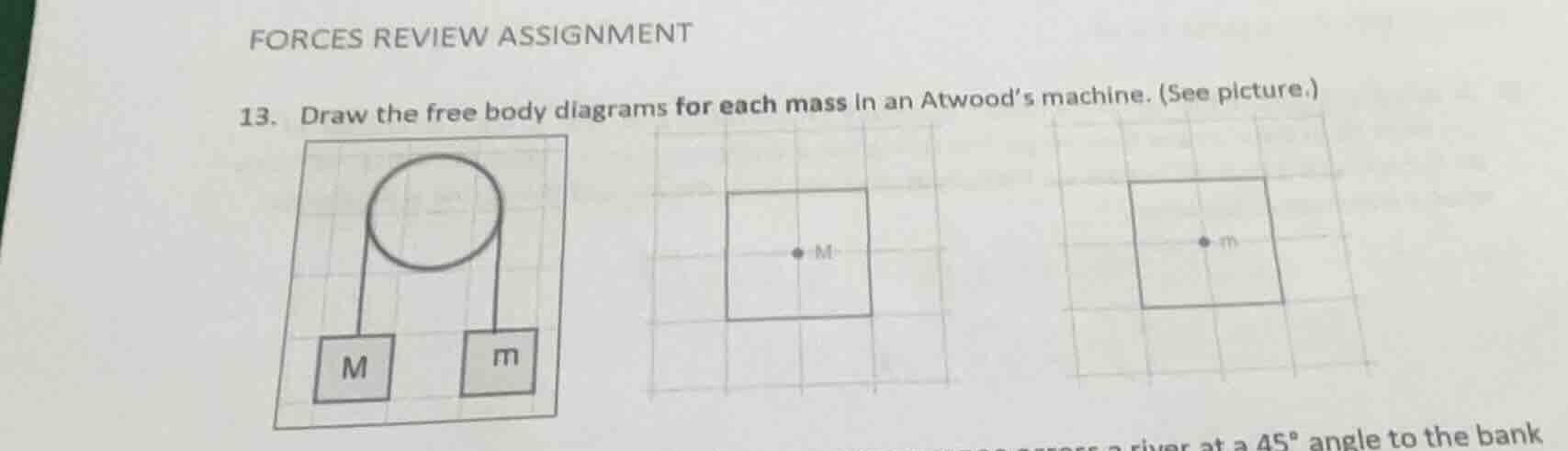 forces review assignment 13. draw the free body diagrams for each mass …