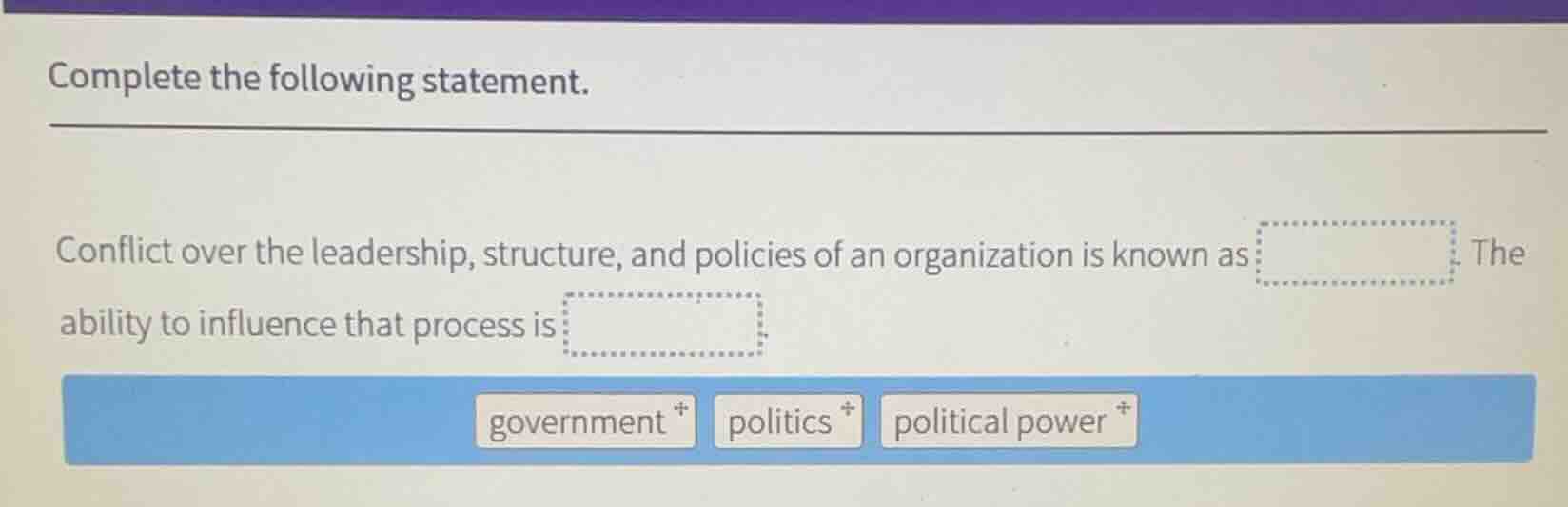 complete the following statement. conflict over the leadership, structu…