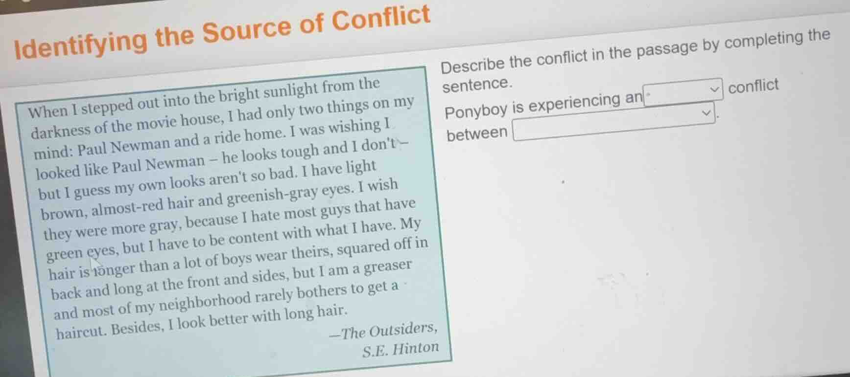identifying the source of conflict when i stepped out into the bright s…