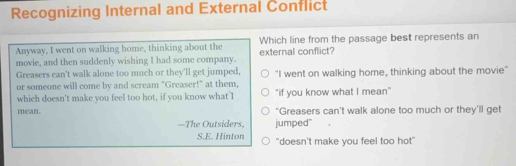 recognizing internal and external conflict anyway, i went on walking ho…