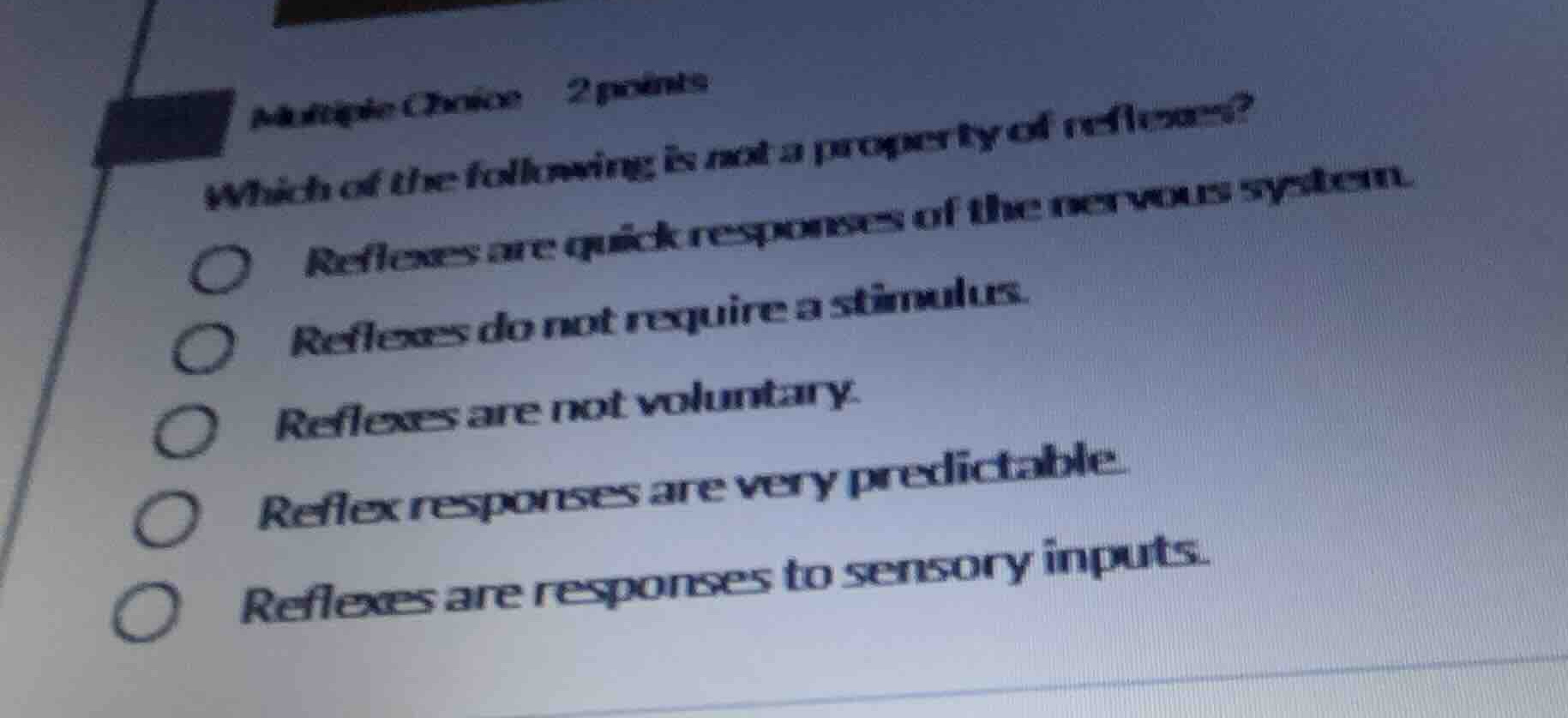 multiple choice 2 points which of the following is not a property of re…
