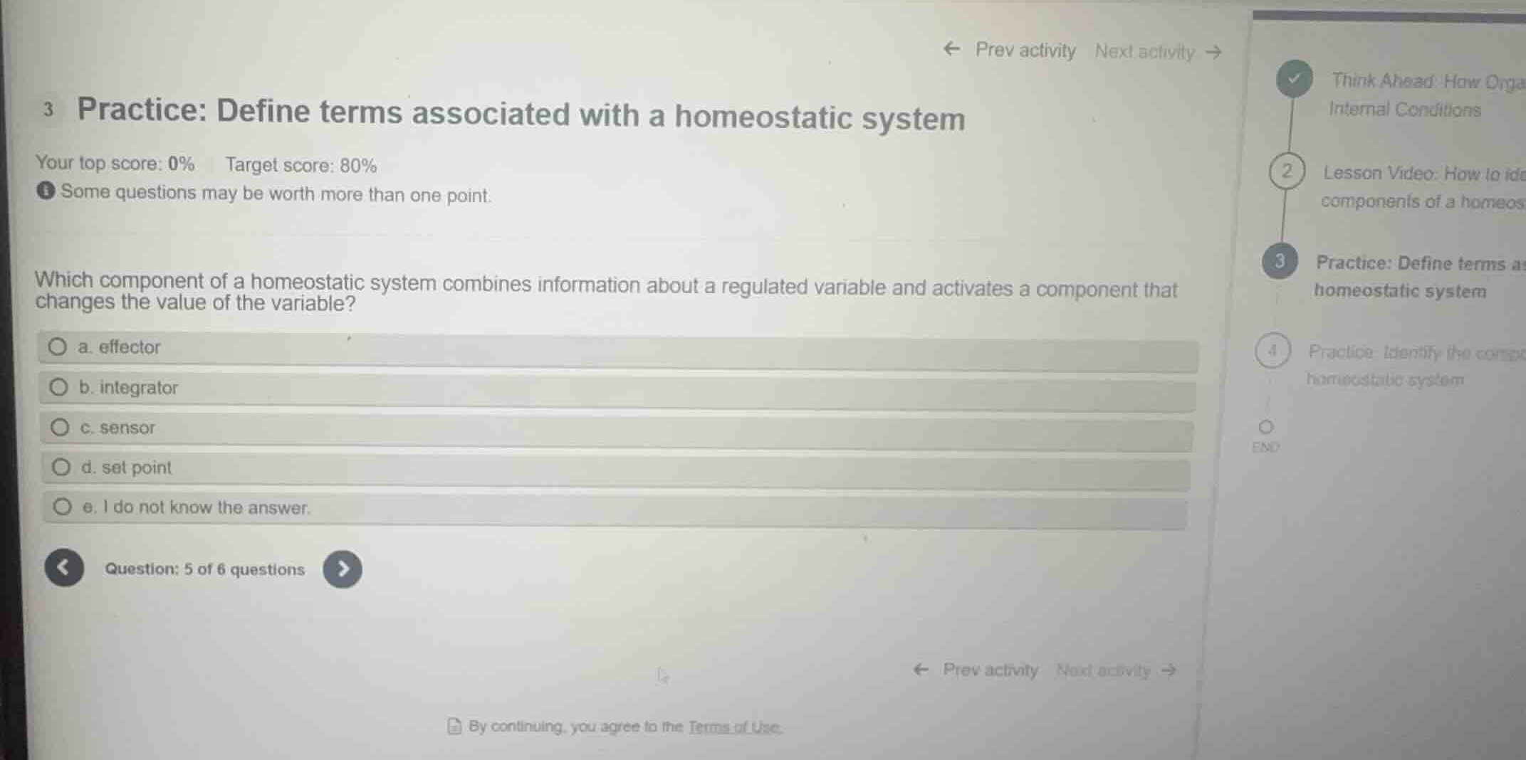3 practice: define terms associated with a homeostatic system which com…
