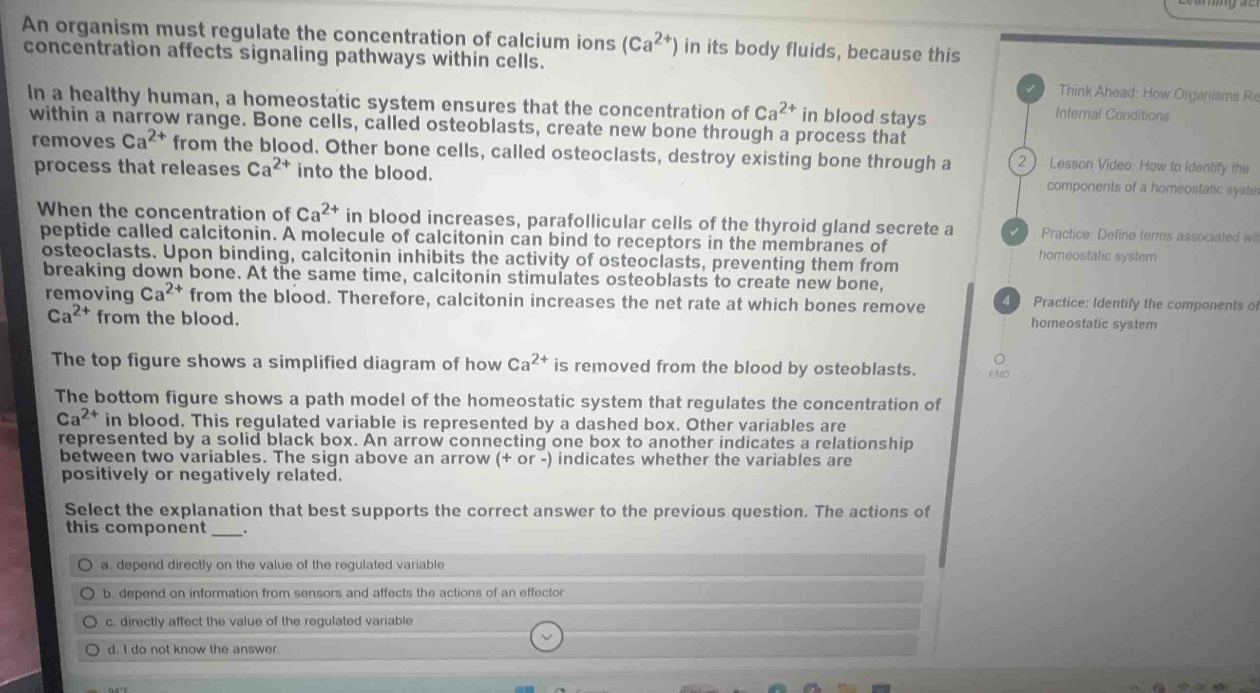 an organism must regulate the concentration of calcium ions (\\(\\text{…