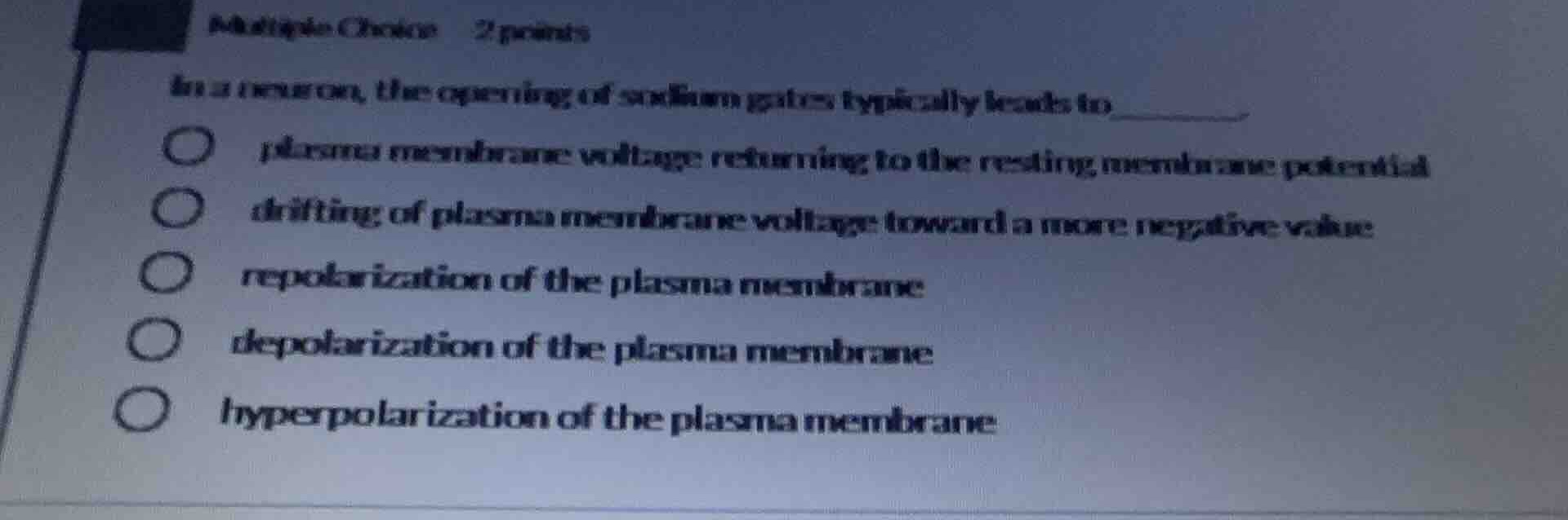 multiple choice 2 points in a neuron, the opening of sodium gates typic…