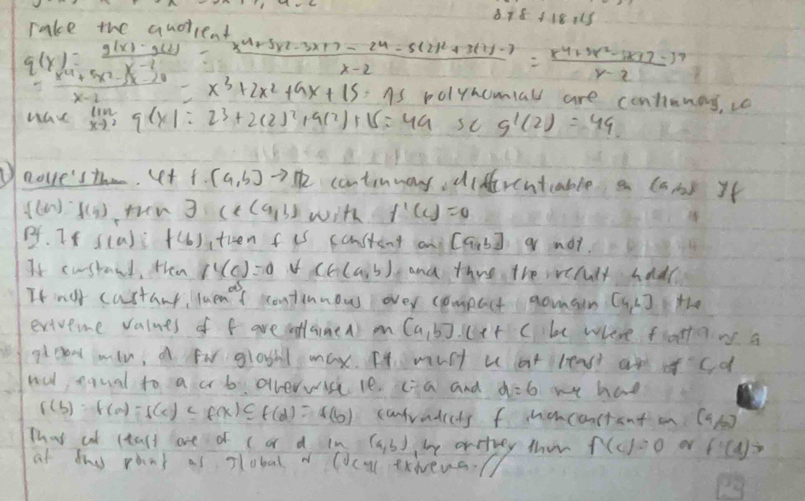 rolles thm. let \\(f: a,b \\to \\mathbb{r}\\) continuous, differentiabl…