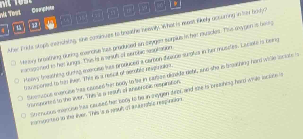 after frida stops exercising, she continues to breathe heavily. what is…