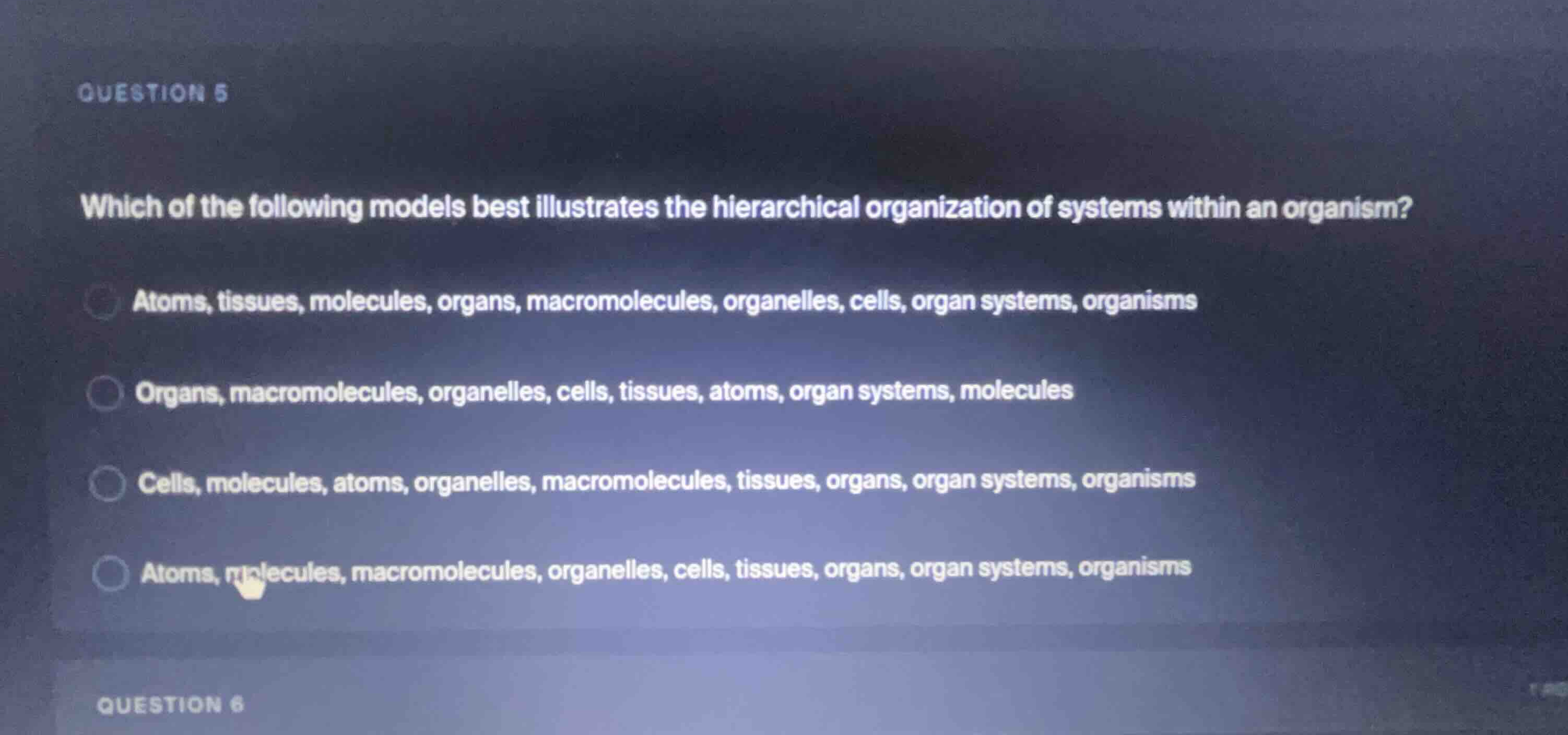 question 5 which of the following models best illustrates the hierarchi…