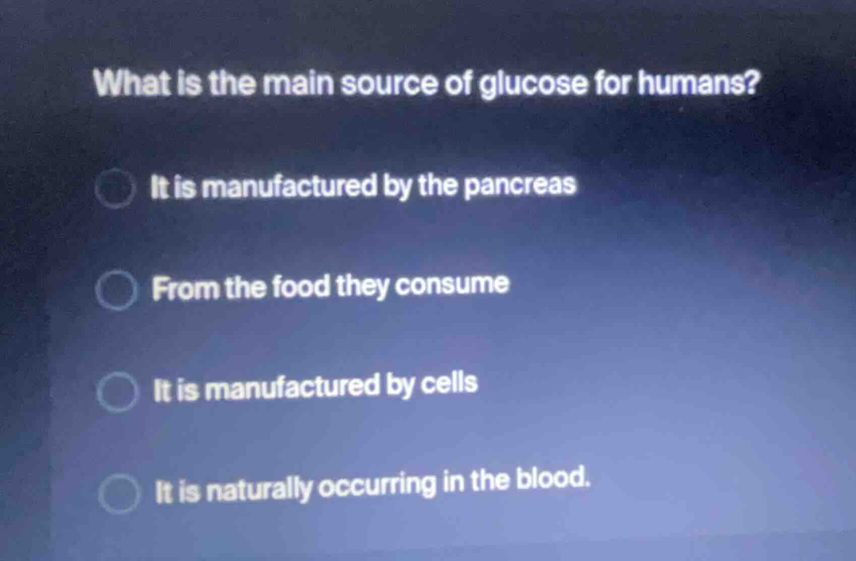what is the main source of glucose for humans? it is manufactured by th…