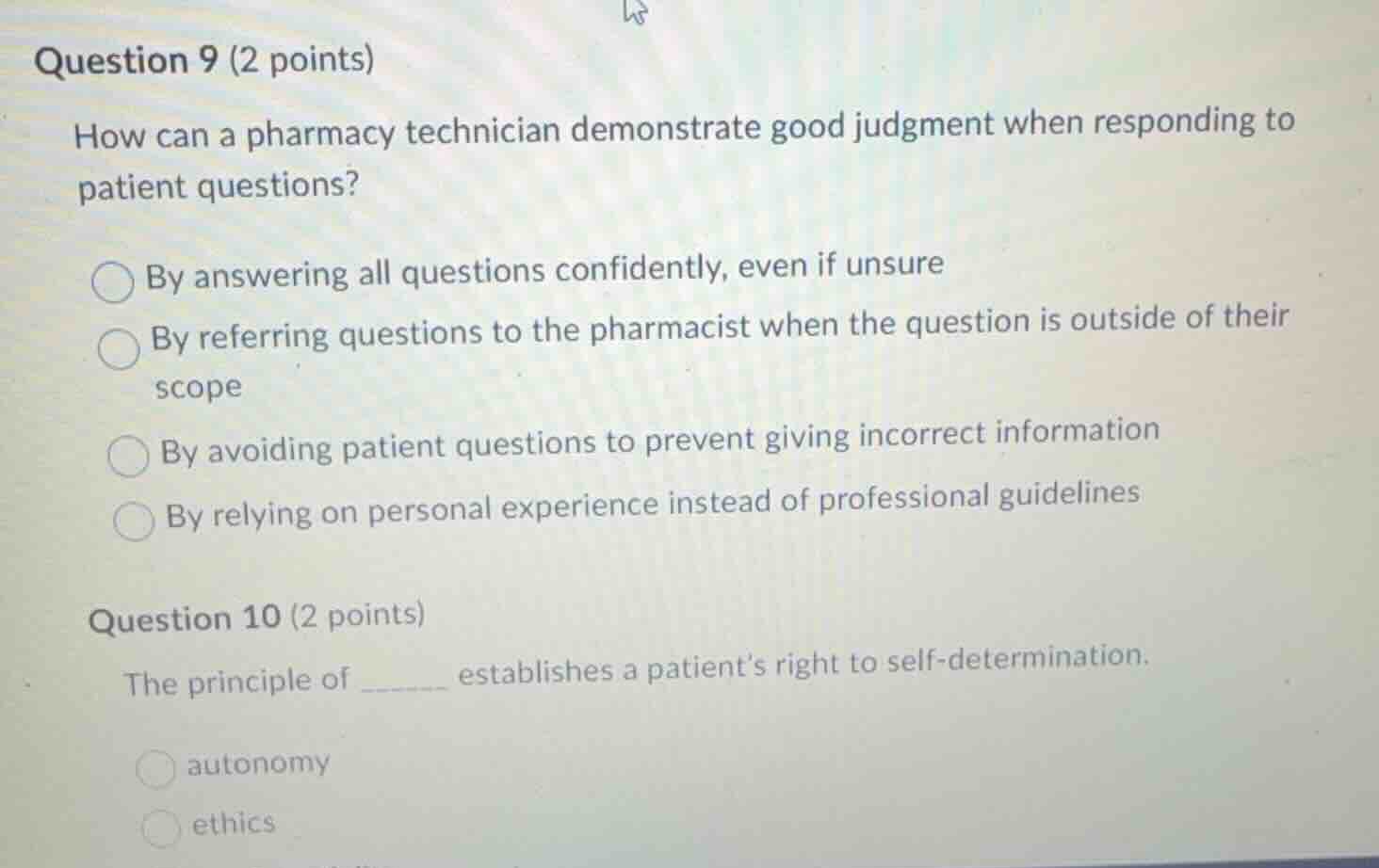 question 9 (2 points) how can a pharmacy technician demonstrate good ju…